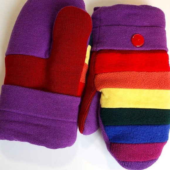 Unisex Upcycled Mittens  Rainbow mixed colors - Picture 1 of 5